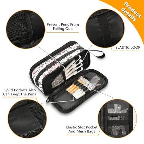 BOENLE Cute Cats Kittens Pencil Case Box Boys Girls Large Pencil Pouch with Zipper Compartments Big Capacity Stationery Pen Bag Organizer for Kids Teens Adults School Office - Image 3