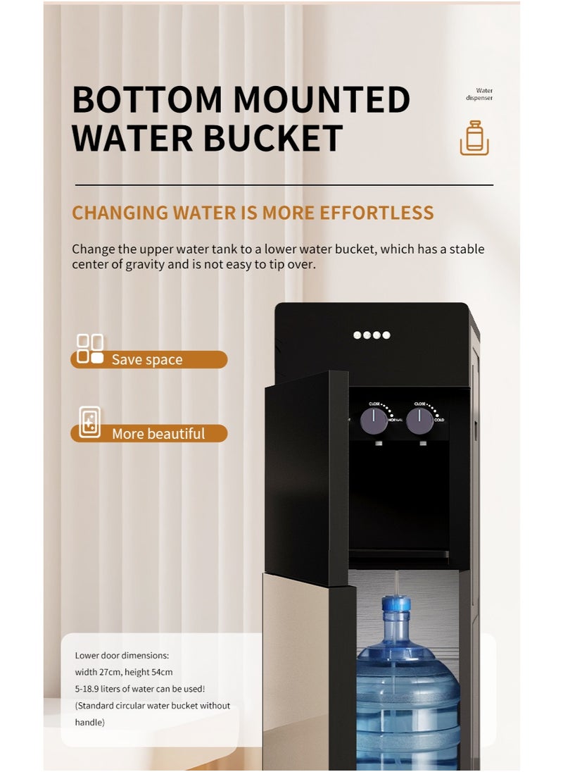 Hot & Cold Water Cooler for Home Office - Bottom Loading 5 Gallon Dispenser - Ideal 3 in 1 Water Cooler