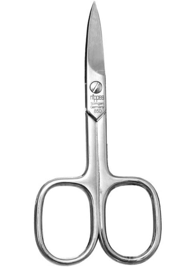 nippes Solingen Nail Scissors Nickel Plated (850) | Essential Tool For The Perfect Manicure | Made Of Hardened Nickel-Plated Steel | With A Stalk & Curved Tip - Image 1