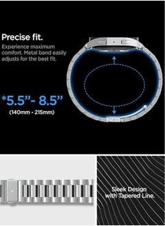 Spigen Modern Fit Band for Samsung Galaxy Watch 6 44mm Band Strap Premium 316L Stainless Steel - Silver  - Image 3