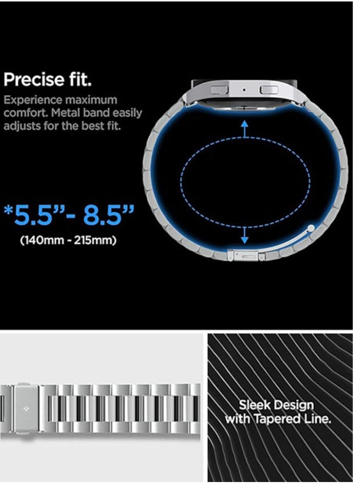 Spigen Modern Fit Band for Samsung Galaxy Watch 6 44mm Band Strap Premium 316L Stainless Steel - Silver  - Image 3