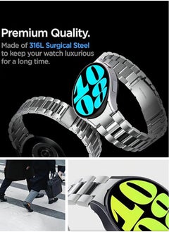 Spigen Modern Fit Band for Samsung Galaxy Watch 6 44mm Band Strap Premium 316L Stainless Steel - Silver  - Image 4