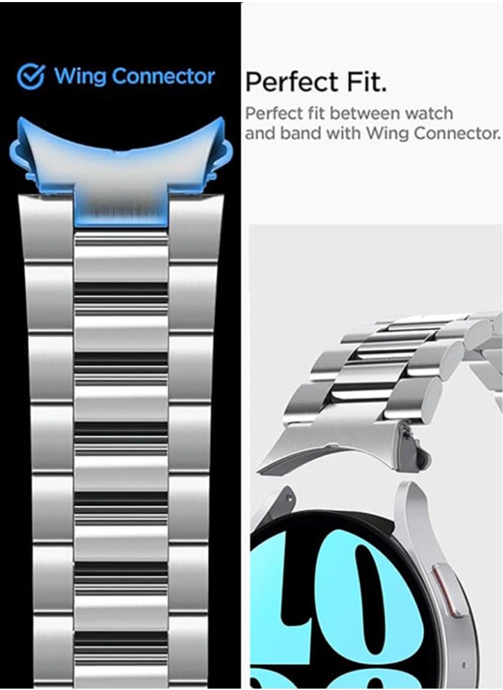 Spigen Modern Fit Band for Samsung Galaxy Watch 6 44mm Band Strap Premium 316L Stainless Steel - Silver  - Image 5