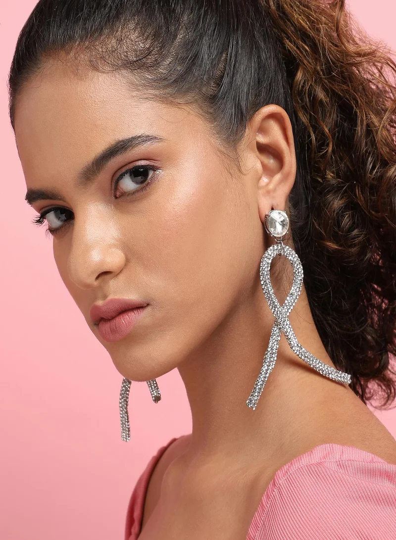 SOHI Twisted Bling Artificial Drop Earring Jewellery