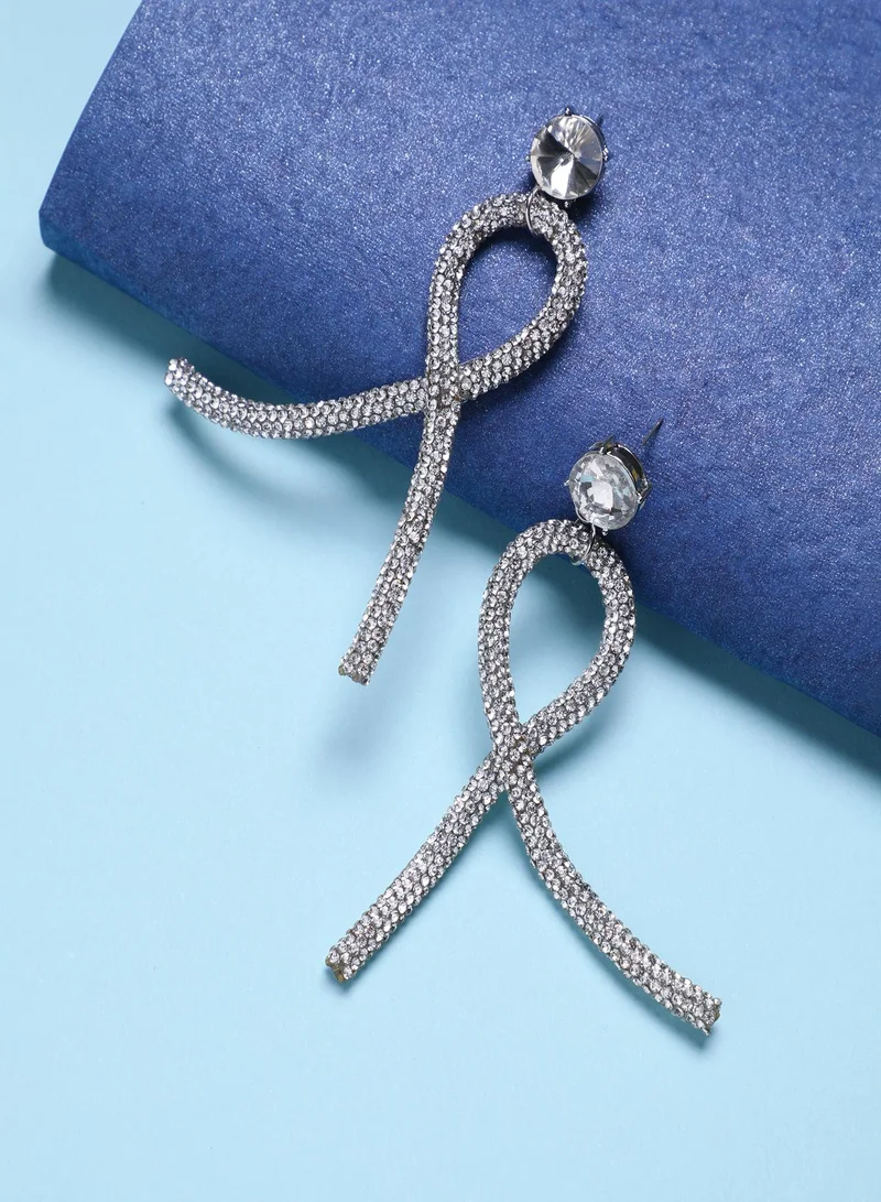SOHI Twisted Bling Artificial Drop Earring Jewellery