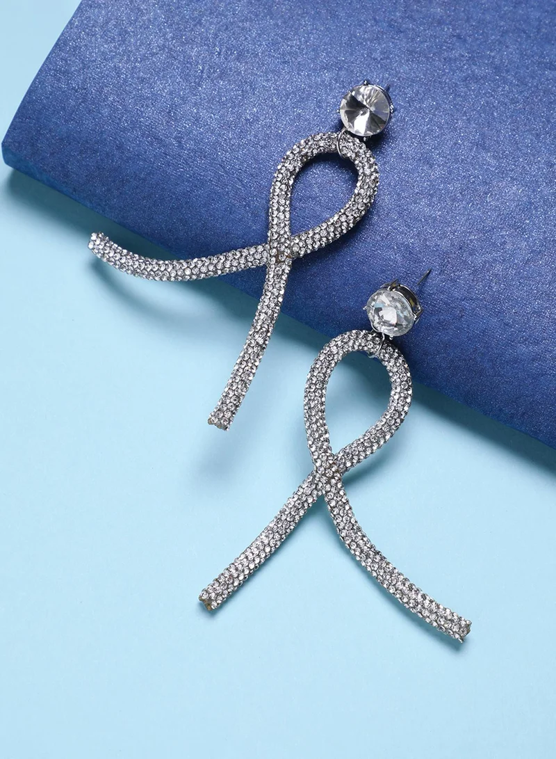 SOHI Twisted Bling Artificial Drop Earring Jewellery