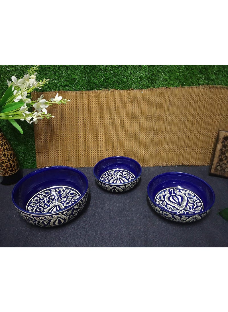 Caffeine Caffeine Ceramic Handmade Blue Mughal Combo Dinner Set (15 pcs.)  - Image 3