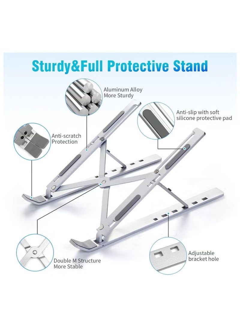 Generic Adjustable Foldable Laptop Stand, Aluminum Portable Holder for MacBook/iPad/Tablet  with Cooling & Anti-Slip Pads  - Image 3