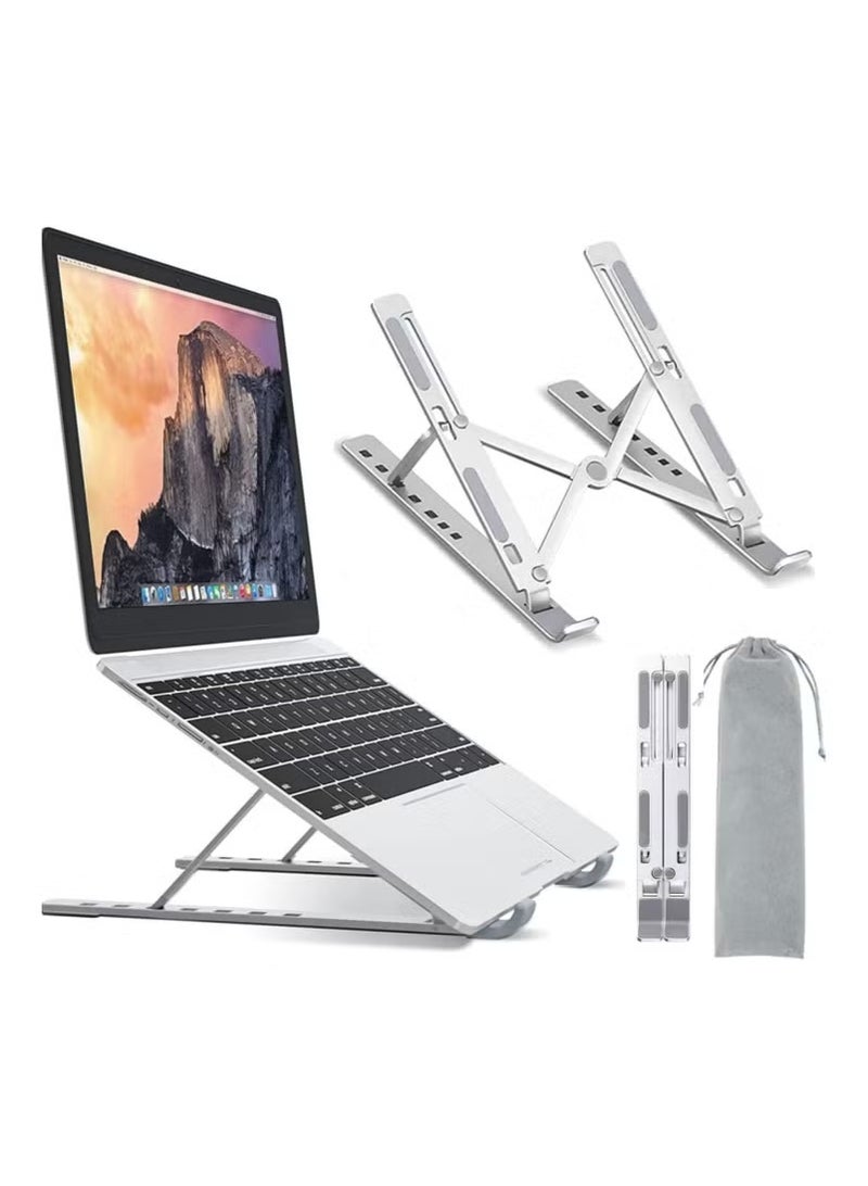 Generic Adjustable Foldable Laptop Stand, Aluminum Portable Holder for MacBook/iPad/Tablet  with Cooling & Anti-Slip Pads  - Image 1