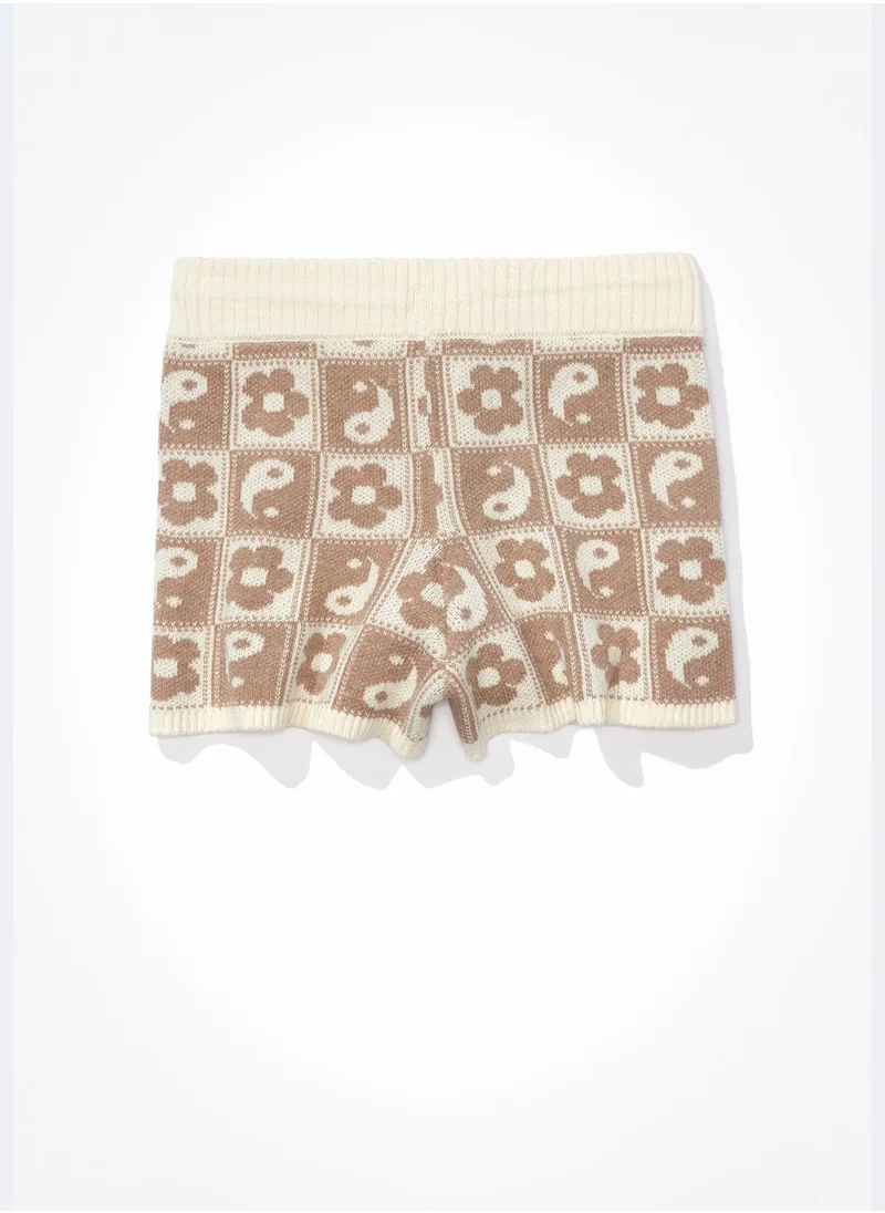 American Eagle Knitted Printed High Waist Shorts