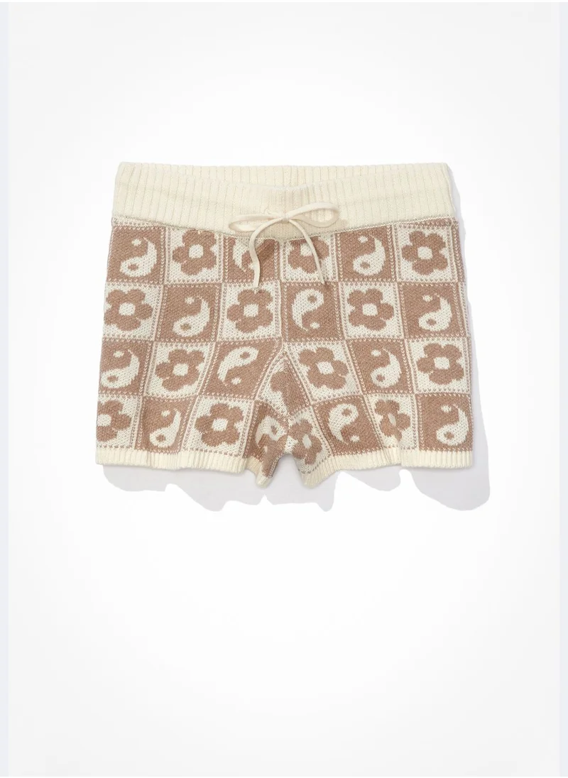 American Eagle Knitted Printed High Waist Shorts