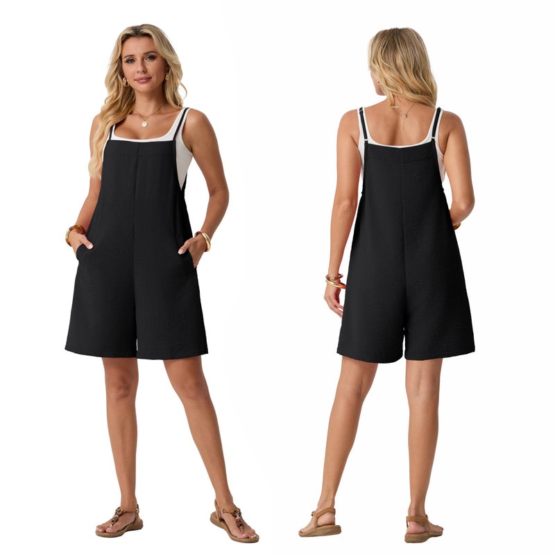 Lepunuo Rompers for Seniors Women Summer Casual Jumpers Boho Short Jumpsuits Overalls with Pockets Vacation - Image 5