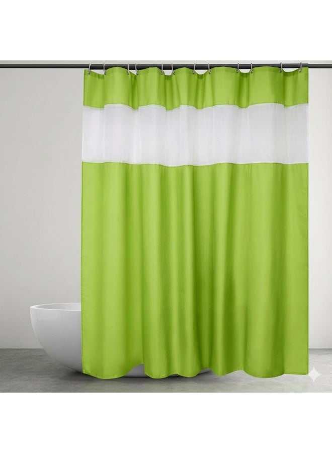 Waterproof Shower Curtain, Lime Green, 180x200cm, Mildew Proof, with 12 Hooks - Image 1