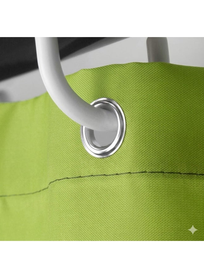 Waterproof Shower Curtain, Lime Green, 180x200cm, Mildew Proof, with 12 Hooks - Image 4