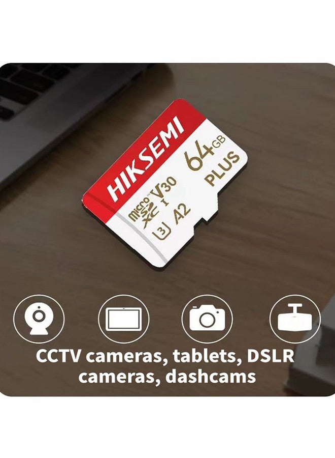 HIKSEMI PLUS 64GB Micro SDXC TF Card, A2 V30 U3 High Speed Memory Card, IP7 Waterproof Multi-Resistant Micro SD Card for CCTV Camera, Dash Cam, DSLR Camera & Tablet - Image 2