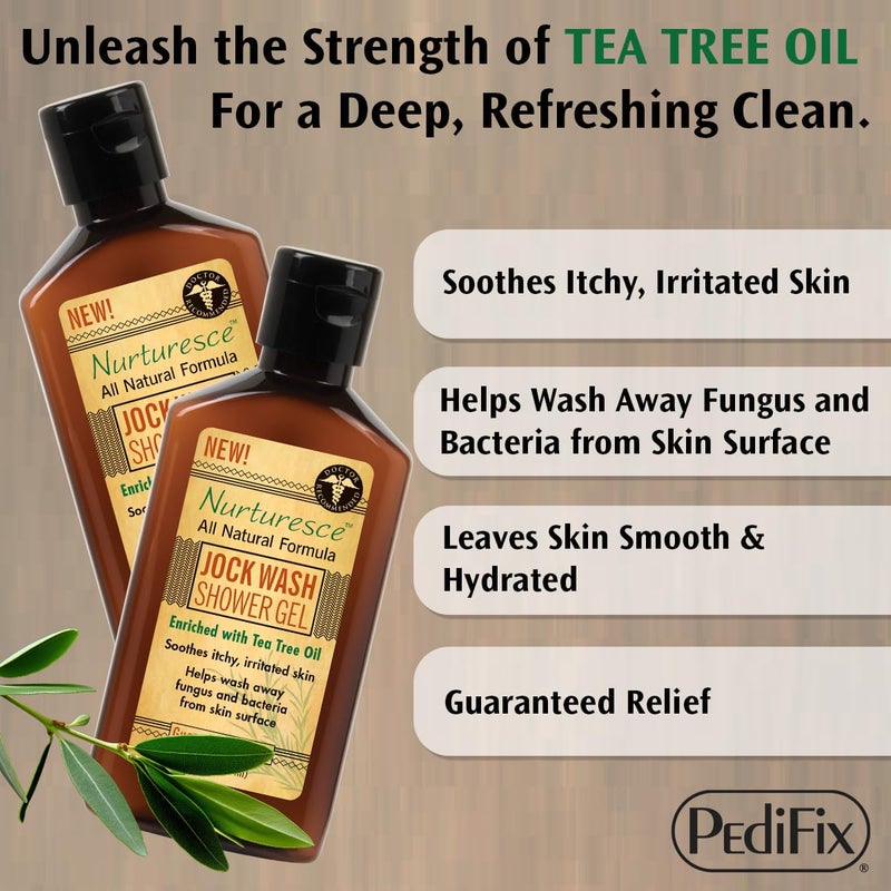 PediFix Nurturesce Jock Wash Shower Gel, 6 Fluid Ounce - Tea Tree Oil Enriched, Anti-Fungal, Soothes Itchy Irritated Skin, Natural Body Wash (Packaging May Vary) - Image 3