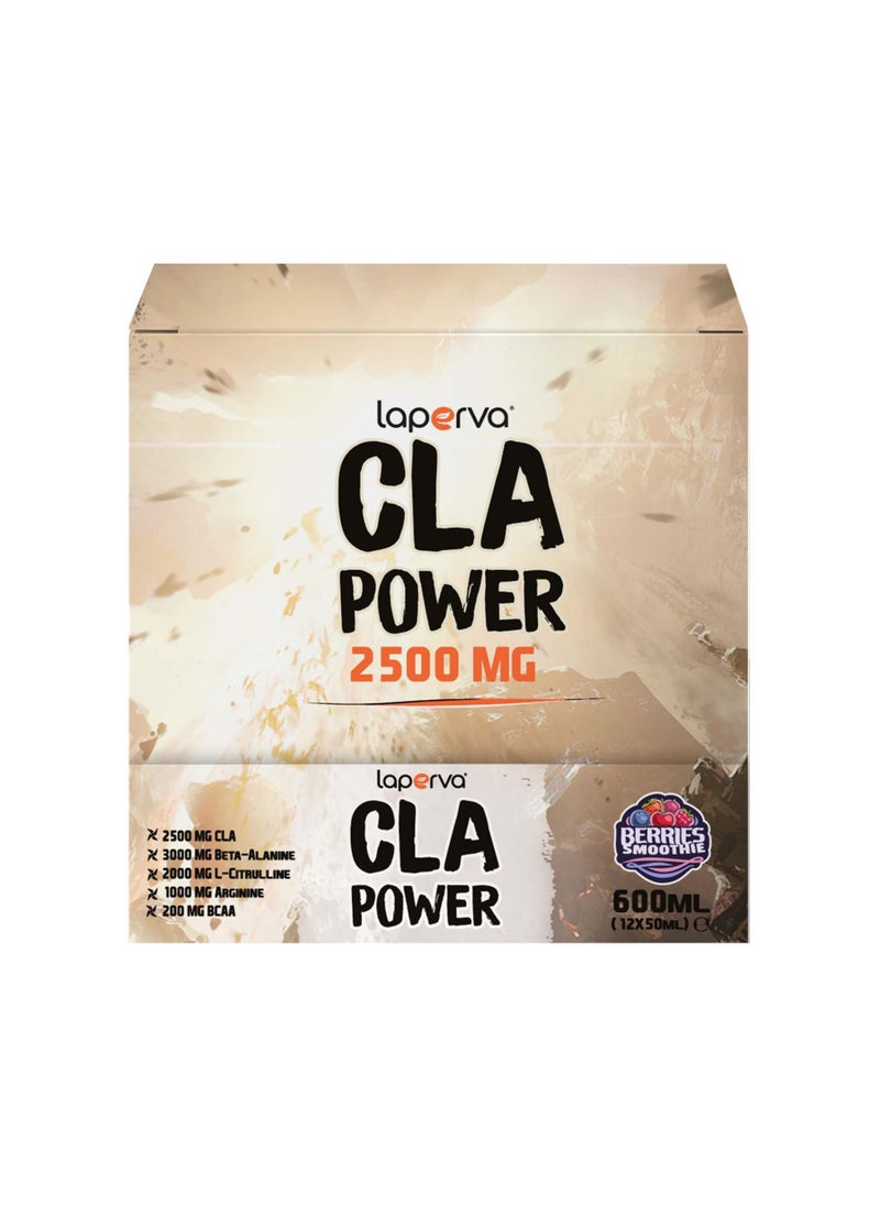 Laperva - عصير التوت باور من CLA 2500 مجم، 50 مل × 12 أمبولة - Tonalin CLA، بيتا ألانين، إل سيترولين، BCAA، تورين، فيتامينات، صنع في إسبانيا - Image 1