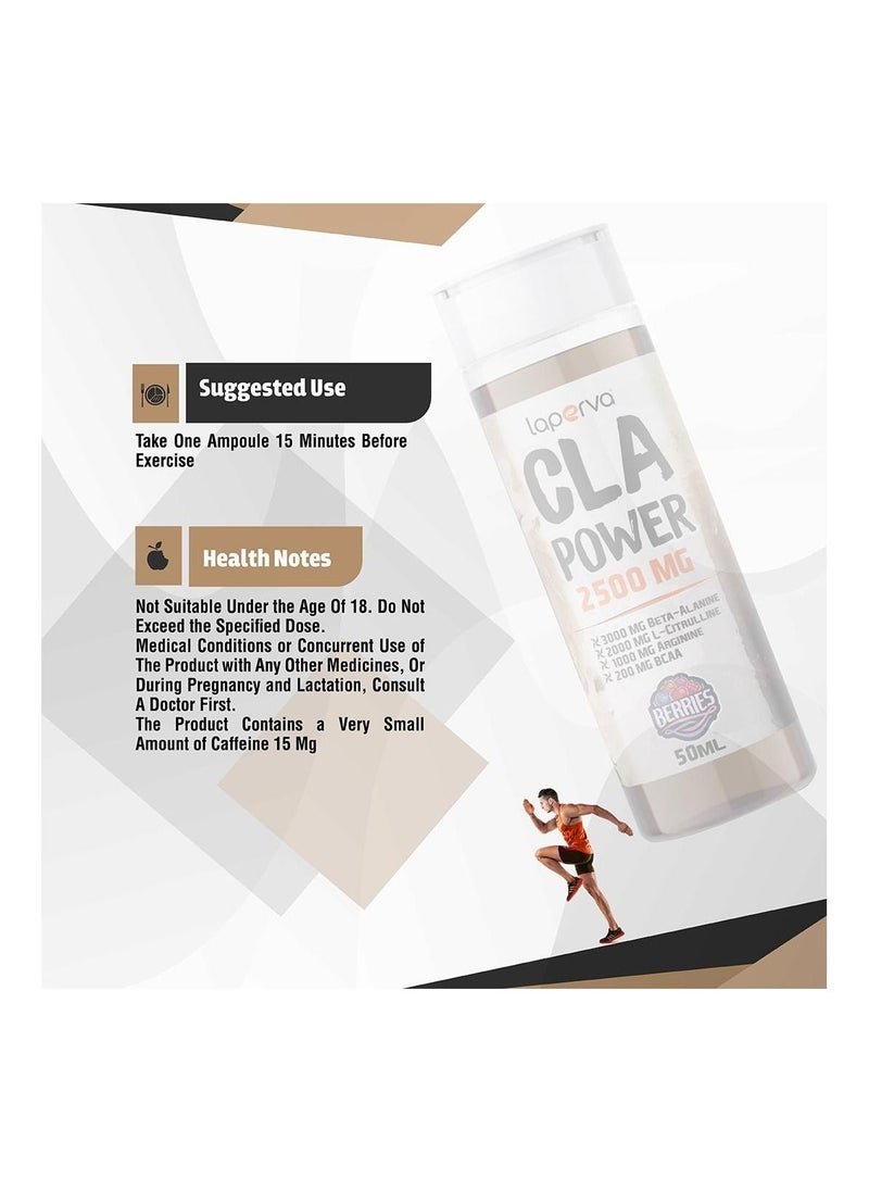 Laperva - عصير التوت باور من CLA 2500 مجم، 50 مل × 12 أمبولة - Tonalin CLA، بيتا ألانين، إل سيترولين، BCAA، تورين، فيتامينات، صنع في إسبانيا - Image 1