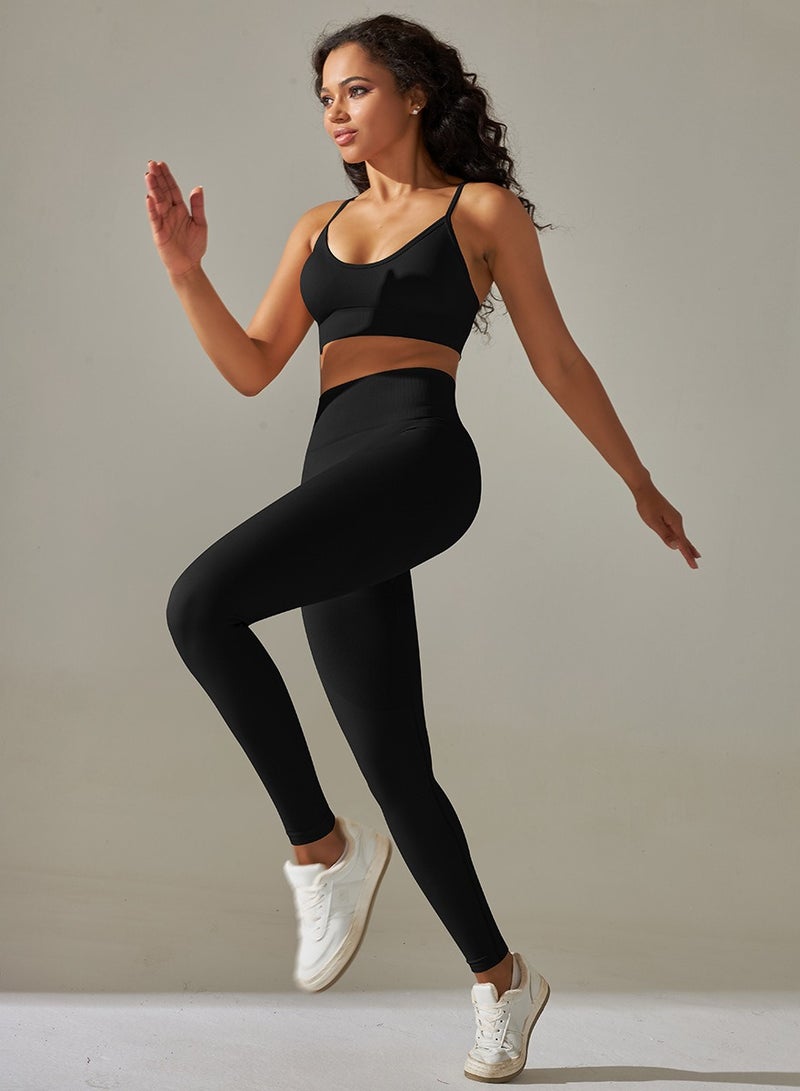 Loquat Yoga Tight Fitting Stretch Soft Sets Black - Image 2
