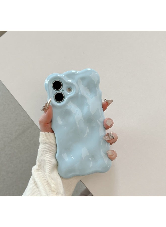 Generic - Niche High-grade Electroplated Shell For IPhone16pro Max Mobile Phone Shell Apple 15 14/13 Creative-Color:Qf Wave Bubble Cream Blue-Applicable Models:13pro (without Packaging) - Image 1