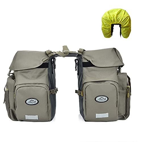 ZTZ 50L Panniers Bike Bags, Waterproof Bike Panniers Made of High-Density 600D Polyester for Durable Use, Bike Saddle Bag come with Reflective Trim and Rain Cover, Easy Organize in 7 inch Rack(Gray) - Image 3