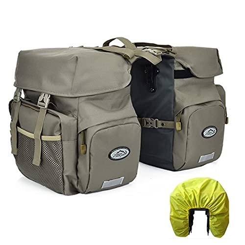 ZTZ 50L Panniers Bike Bags, Waterproof Bike Panniers Made of High-Density 600D Polyester for Durable Use, Bike Saddle Bag come with Reflective Trim and Rain Cover, Easy Organize in 7 inch Rack(Gray) - Image 1