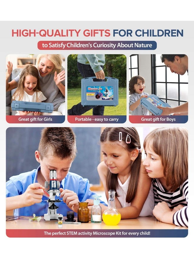 Uarzt 58-Piece Kids Microscope Kit - 100X-1200X Magnification, Metal Body, Led Light, Carrying Box - Science Experiment Toy For Kids Ages 5-12  - Image 5