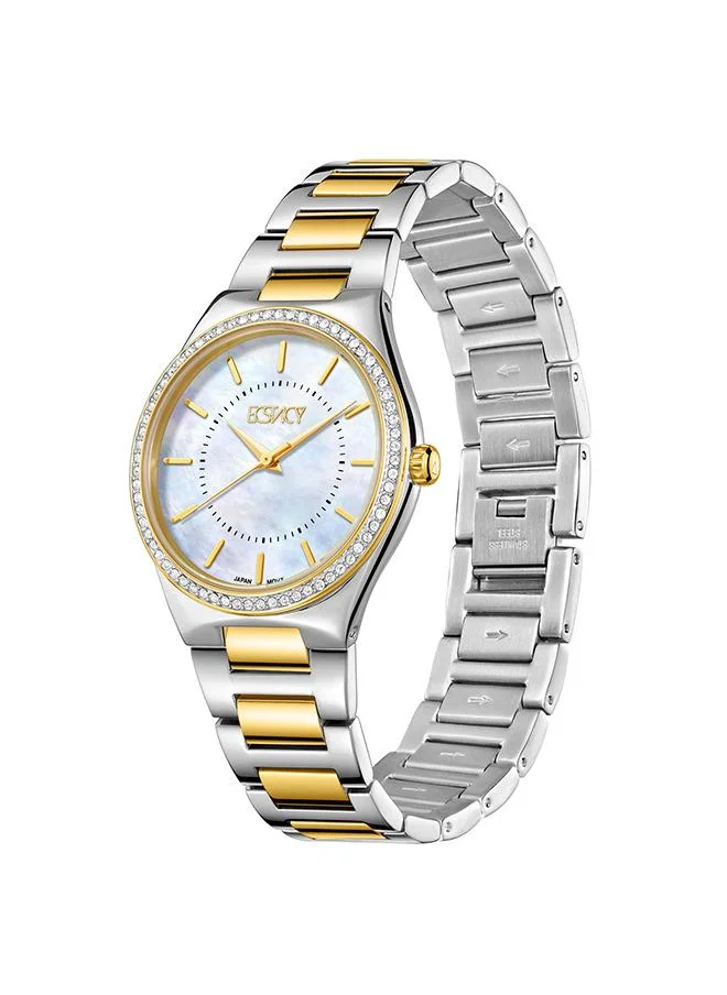 إكستاسي Ecstacy E23507-TBTM Women's Analog Display Watch & Stainless Steel Strap Two Tone Gold