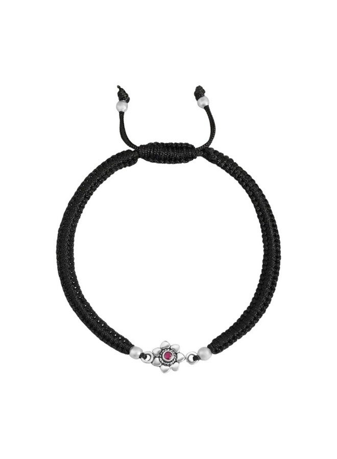ZAVYA 925 Sterling Silver Designer Floral Rhodium Plated Adjustable Thread Anklet (Single) | Gift for Women & Girls | With Certificate of Authenticity & 925 Hallmark - Image 1