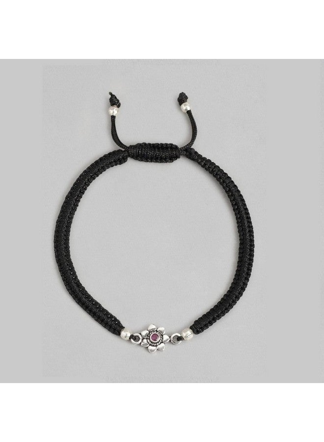 ZAVYA 925 Sterling Silver Designer Floral Rhodium Plated Adjustable Thread Anklet (Single) | Gift for Women & Girls | With Certificate of Authenticity & 925 Hallmark - Image 3