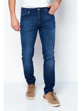 Selected Homme Men Slim Fit Washed Stretchable Denim Jean, Med Blue  - Image 1