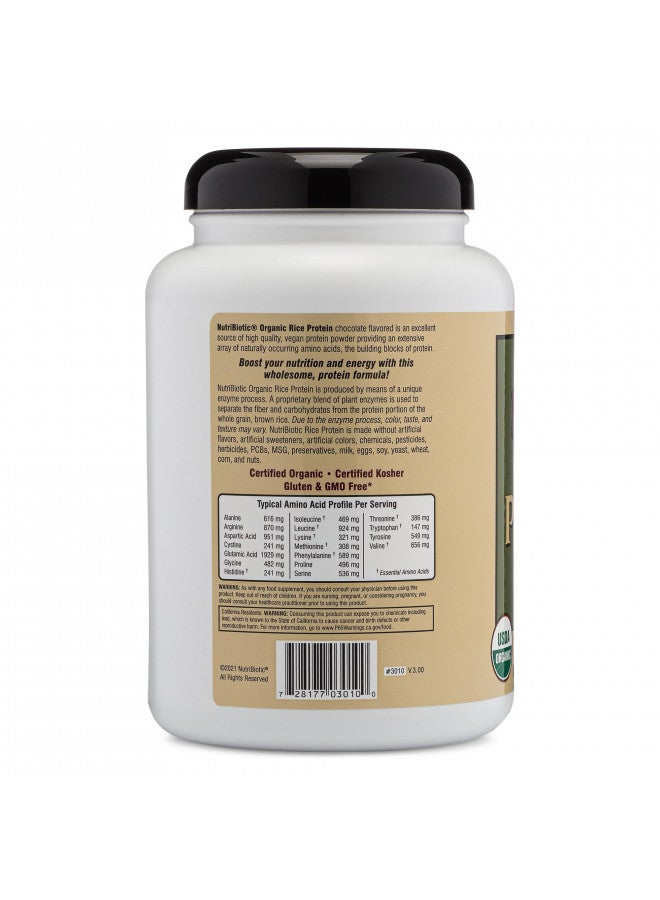 Nutribiotic NutriBiotic Certified Organic Rice Protein Chocolate, 22.9 Oz | Low Carbohydrate Vegan Protein Powder | Raw, Certified Kosher & Keto Friendly | Made without Chemicals, GMOs & Gluten | Easy to Digest - Image 2
