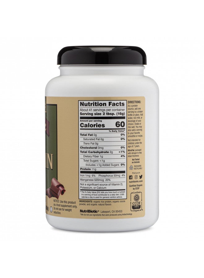 Nutribiotic NutriBiotic Certified Organic Rice Protein Chocolate, 22.9 Oz | Low Carbohydrate Vegan Protein Powder | Raw, Certified Kosher & Keto Friendly | Made without Chemicals, GMOs & Gluten | Easy to Digest - Image 3