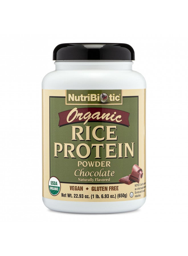 Nutribiotic NutriBiotic Certified Organic Rice Protein Chocolate, 22.9 Oz | Low Carbohydrate Vegan Protein Powder | Raw, Certified Kosher & Keto Friendly | Made without Chemicals, GMOs & Gluten | Easy to Digest - Image 1