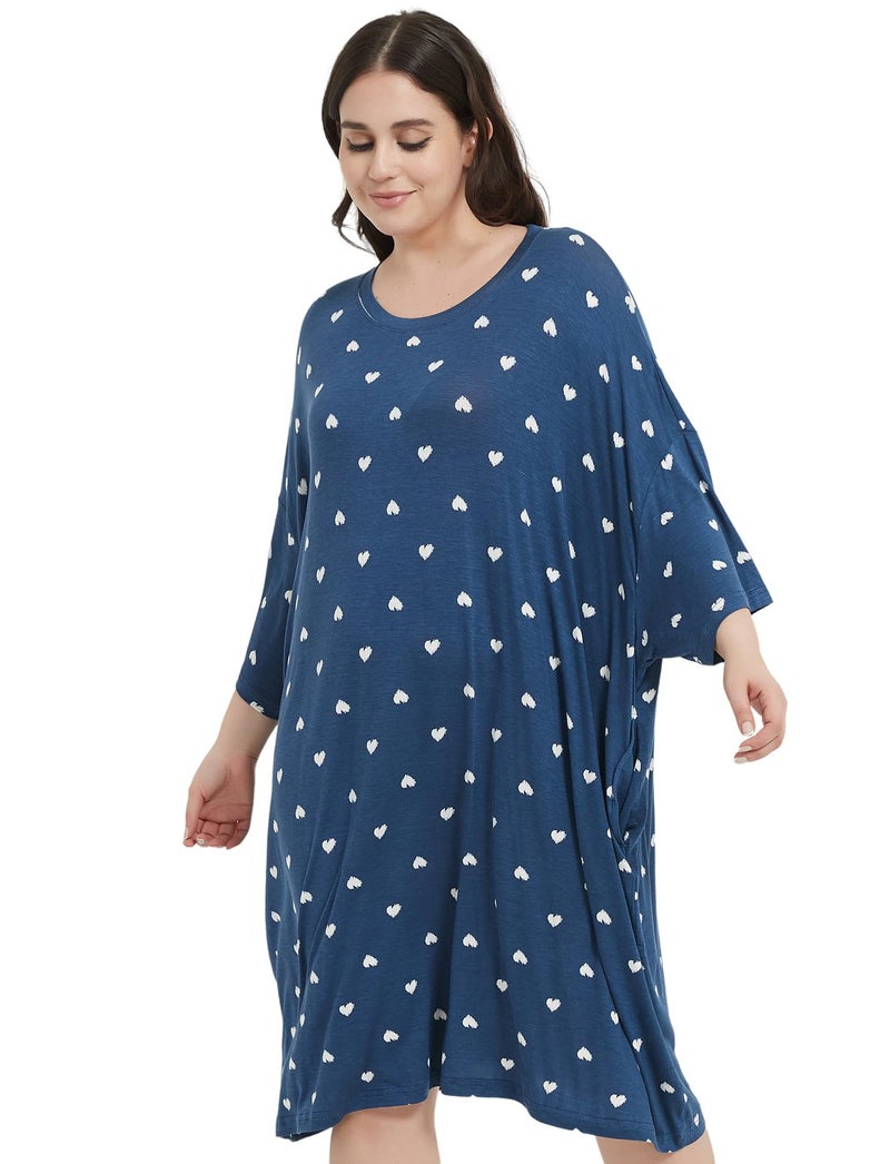 KFUBUO Plus Size Nightgowns for Women Oversized Sleep Tshirts Dress Short Sleeves Sleepwear With Pocket Fit S-5XL - Image 5