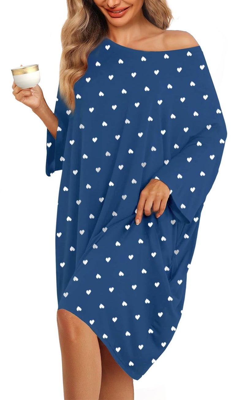 KFUBUO Plus Size Nightgowns for Women Oversized Sleep Tshirts Dress Short Sleeves Sleepwear With Pocket Fit S-5XL - Image 1