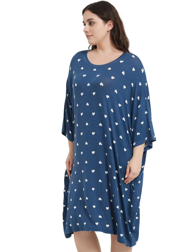 KFUBUO Plus Size Nightgowns for Women Oversized Sleep Tshirts Dress Short Sleeves Sleepwear With Pocket Fit S-5XL - Image 3