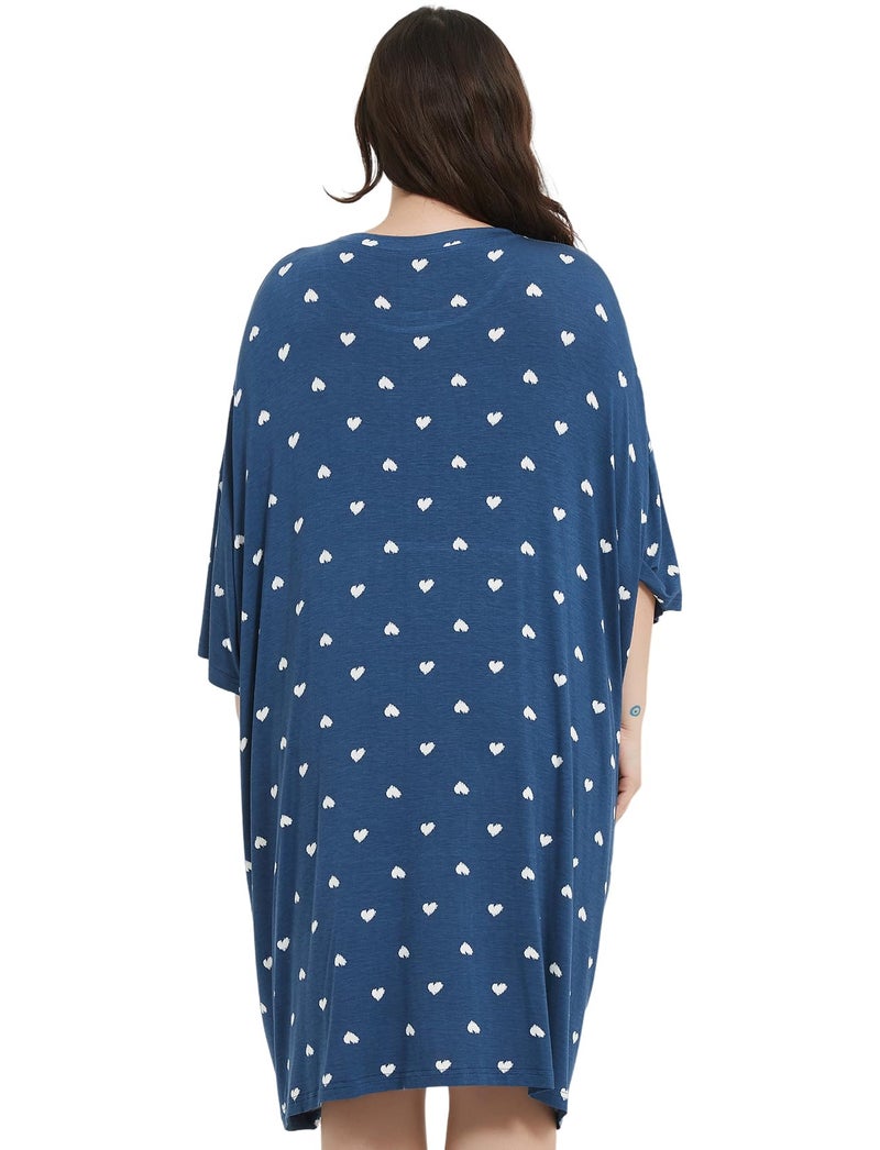 KFUBUO Plus Size Nightgowns for Women Oversized Sleep Tshirts Dress Short Sleeves Sleepwear With Pocket Fit S-5XL - Image 2