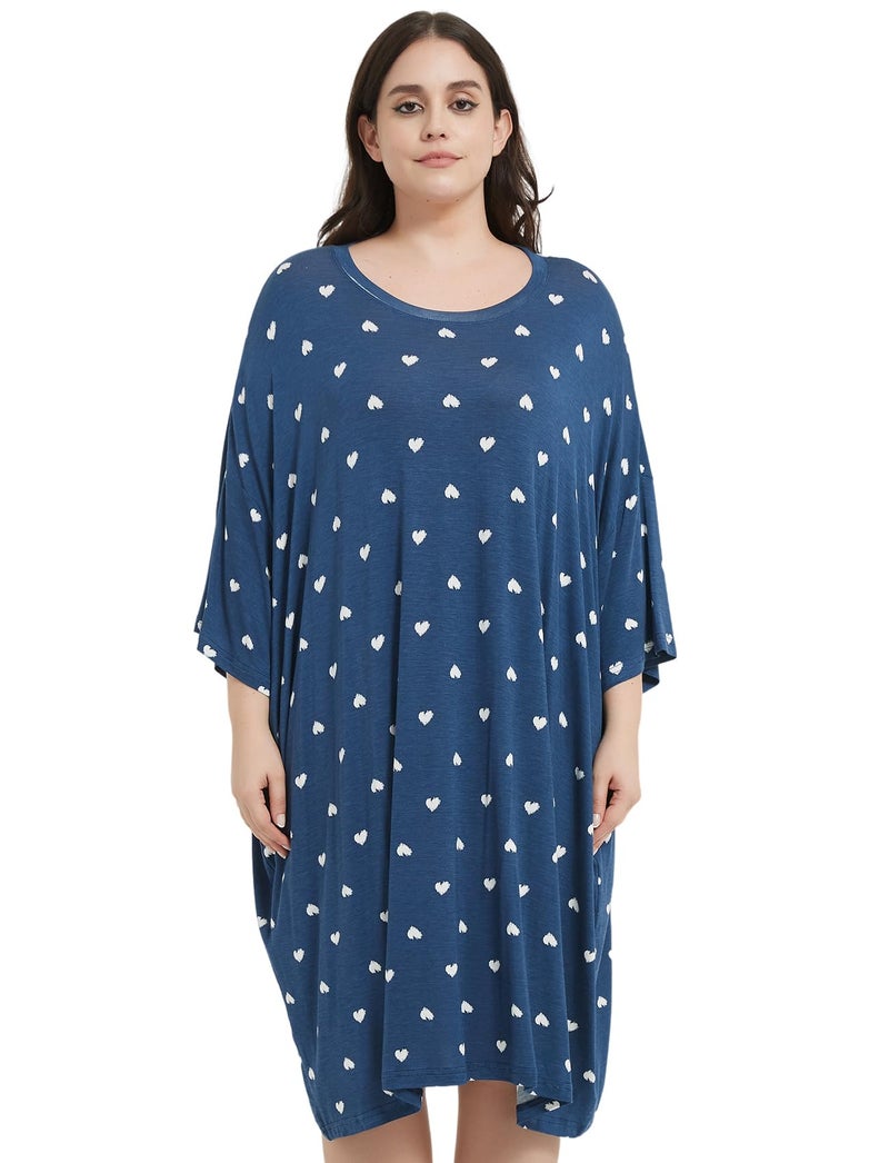 KFUBUO Plus Size Nightgowns for Women Oversized Sleep Tshirts Dress Short Sleeves Sleepwear With Pocket Fit S-5XL - Image 4