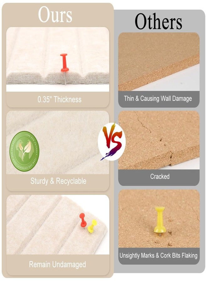 Climberty® 6-Piece Felt Board Bulletin Board,30x30cm Self-Adhesive Wall Panel,with 50 Pushpins Felt Message for Notes Photos and Schedules (Beige) - Image 4