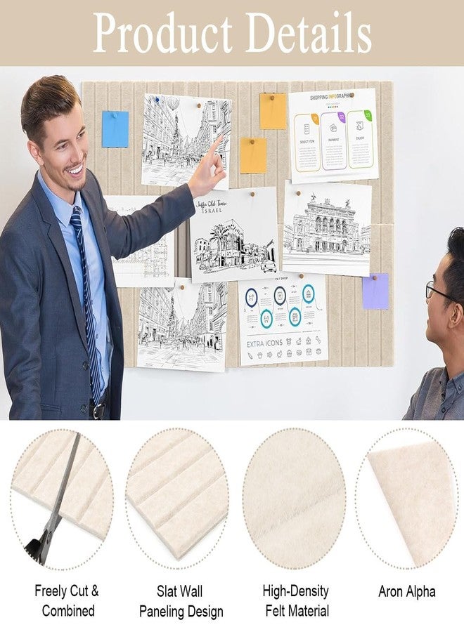 Climberty® 6-Piece Felt Board Bulletin Board,30x30cm Self-Adhesive Wall Panel,with 50 Pushpins Felt Message for Notes Photos and Schedules (Beige) - Image 3
