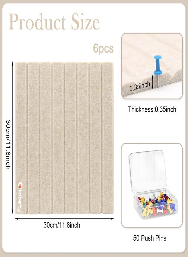 Climberty® 6-Piece Felt Board Bulletin Board,30x30cm Self-Adhesive Wall Panel,with 50 Pushpins Felt Message for Notes Photos and Schedules (Beige) - Image 2