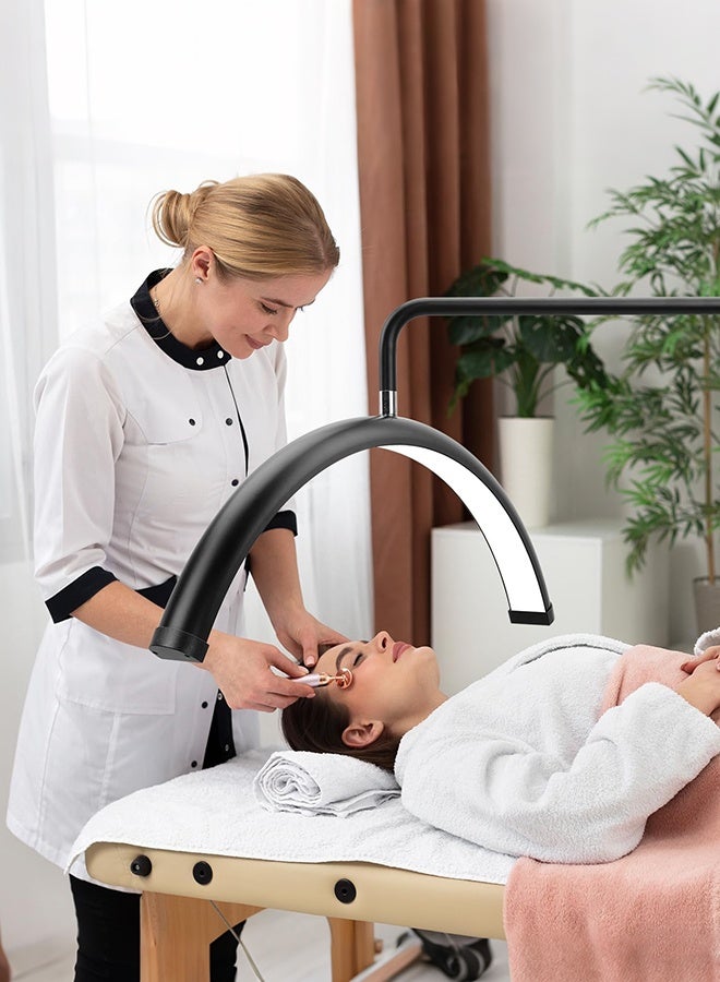 الرموش أدى ضوء الأرضية، نصف القمر مصباح لتمديد الرموش، الإضاءة للجمال، العناية بالبشرة والرموش، الحواجب تصوير إنشاء المحتوى، مع سطوع قابل للتعديل وارتفاع، أسود - Image 2