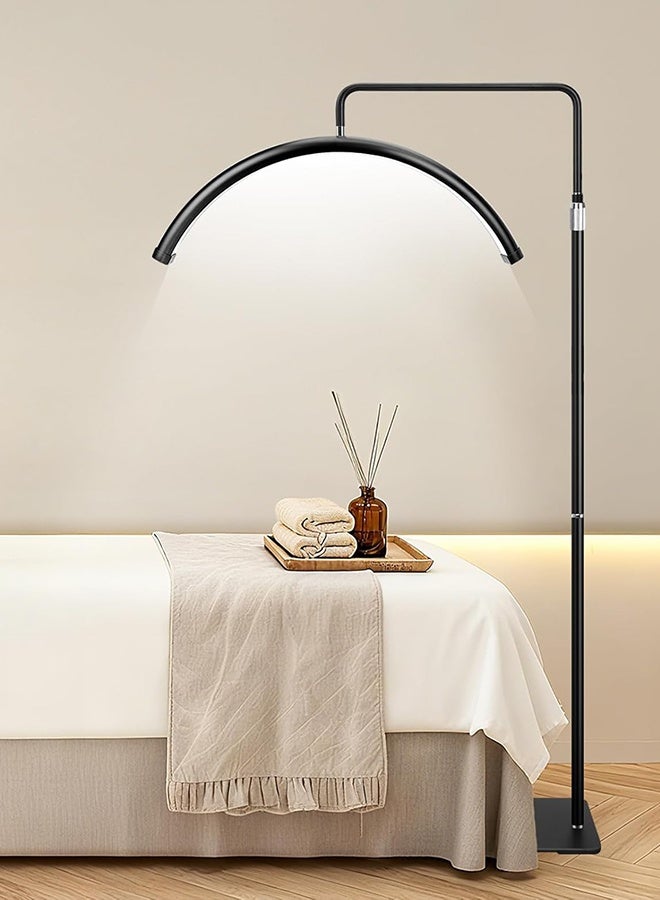 الرموش أدى ضوء الأرضية، نصف القمر مصباح لتمديد الرموش، الإضاءة للجمال، العناية بالبشرة والرموش، الحواجب تصوير إنشاء المحتوى، مع سطوع قابل للتعديل وارتفاع، أسود - Image 3