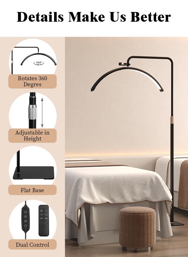 الرموش أدى ضوء الأرضية، نصف القمر مصباح لتمديد الرموش، الإضاءة للجمال، العناية بالبشرة والرموش، الحواجب تصوير إنشاء المحتوى، مع سطوع قابل للتعديل وارتفاع، أسود - Image 4