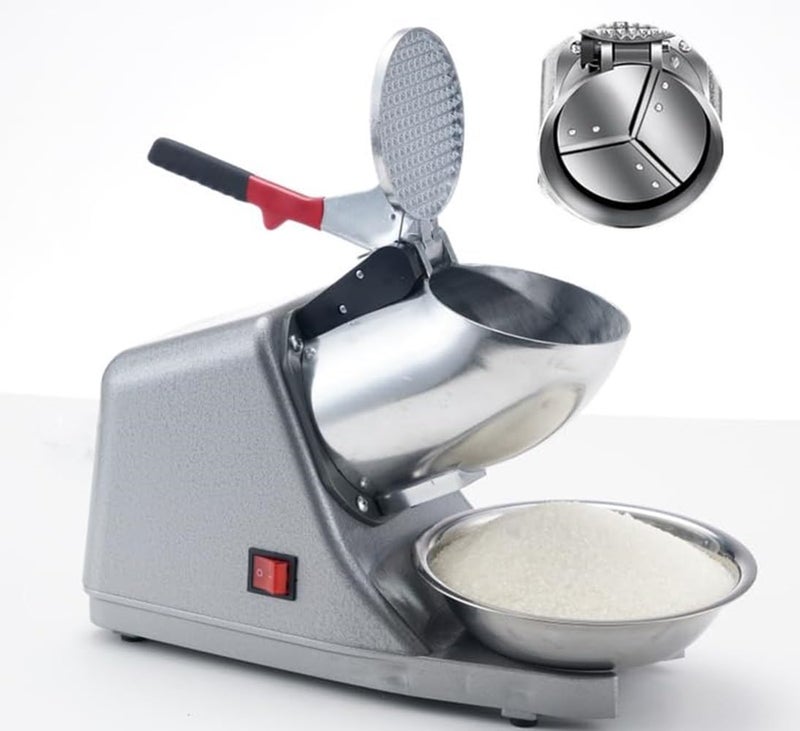 AZRMOH Electric Ice Crusher Machine with Three Blades Snow Cone Maker Gola Making Machine Sensor Shaved Ice Crusher Machine 300 Watts Ideal Use in Homes Cafes Stainless Steel - Image 1