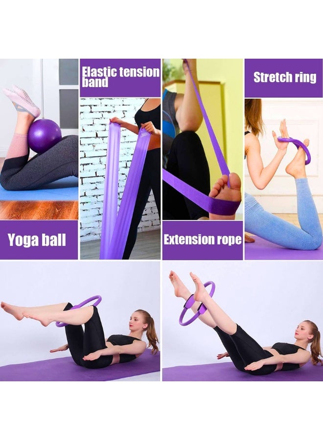 Chase Up 5 Pcs Pilates Ring Set 14" Yoga Fitness Magic Circle Pilates Equipment for Home Workouts Fitness kit (Purple) - Image 3