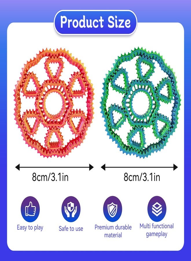 oyeftp 2 PCS Fidget Spinners, 3D Printed Fidget Ring Toys, Magic Pizza Fidget Toys, Gyroscope Toy, Back to School Supplies Favors for Teens and Adults Stress Relief Sensory Finger Rings for St. Patrick's Day - Image 2