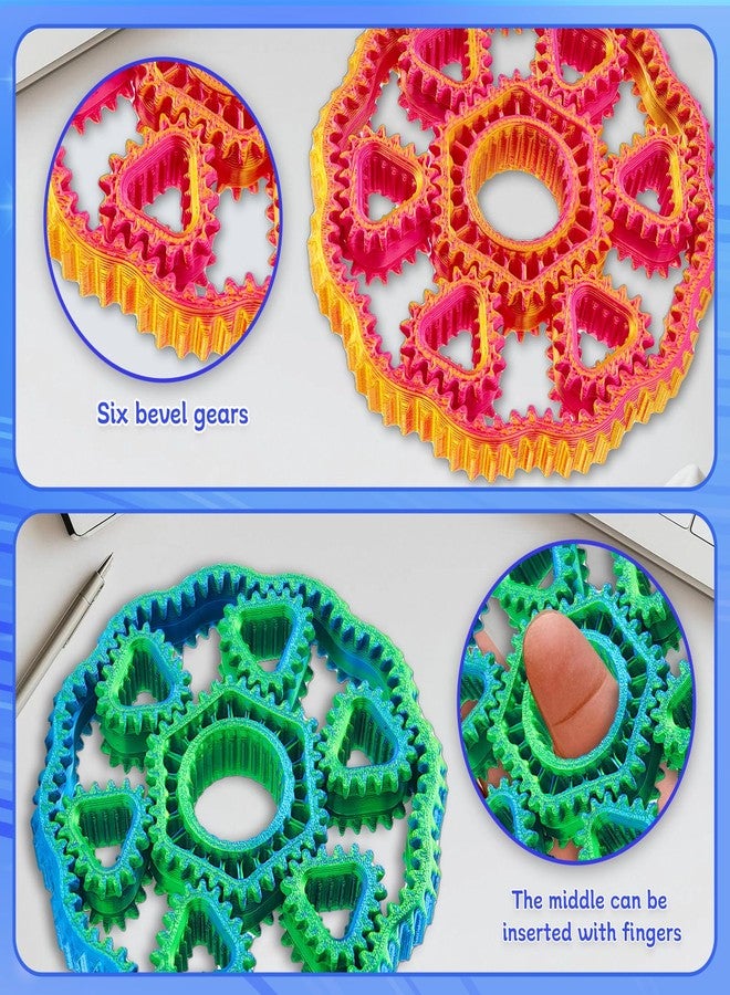 oyeftp 2 PCS Fidget Spinners, 3D Printed Fidget Ring Toys, Magic Pizza Fidget Toys, Gyroscope Toy, Back to School Supplies Favors for Teens and Adults Stress Relief Sensory Finger Rings for St. Patrick's Day - Image 3