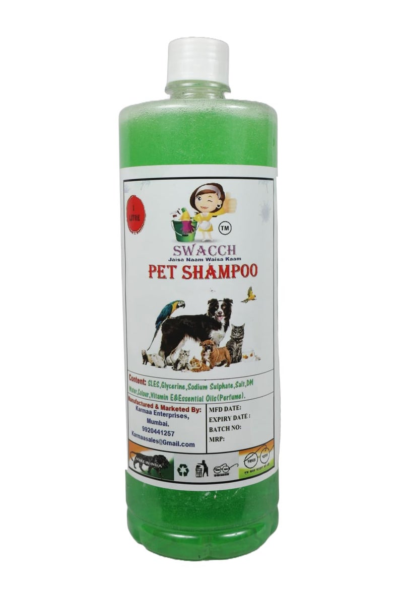 swacch Shampoo | Puppy Safe Shampoo | PH Balanced | Pet Shampoo 1 Litre Neem Alovera + | Rubber Bath Brush with Adjustable Straps | Pet Massage | Soothing Bristles Hand Brush I Combo Pack - Image 1